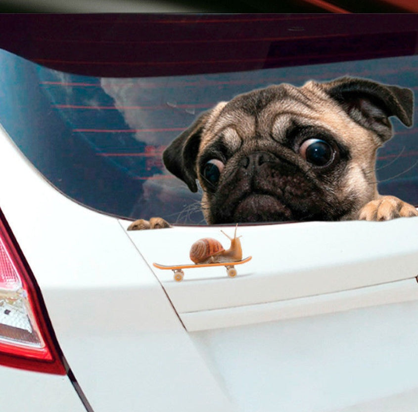3D Pug Snail Car Sticker