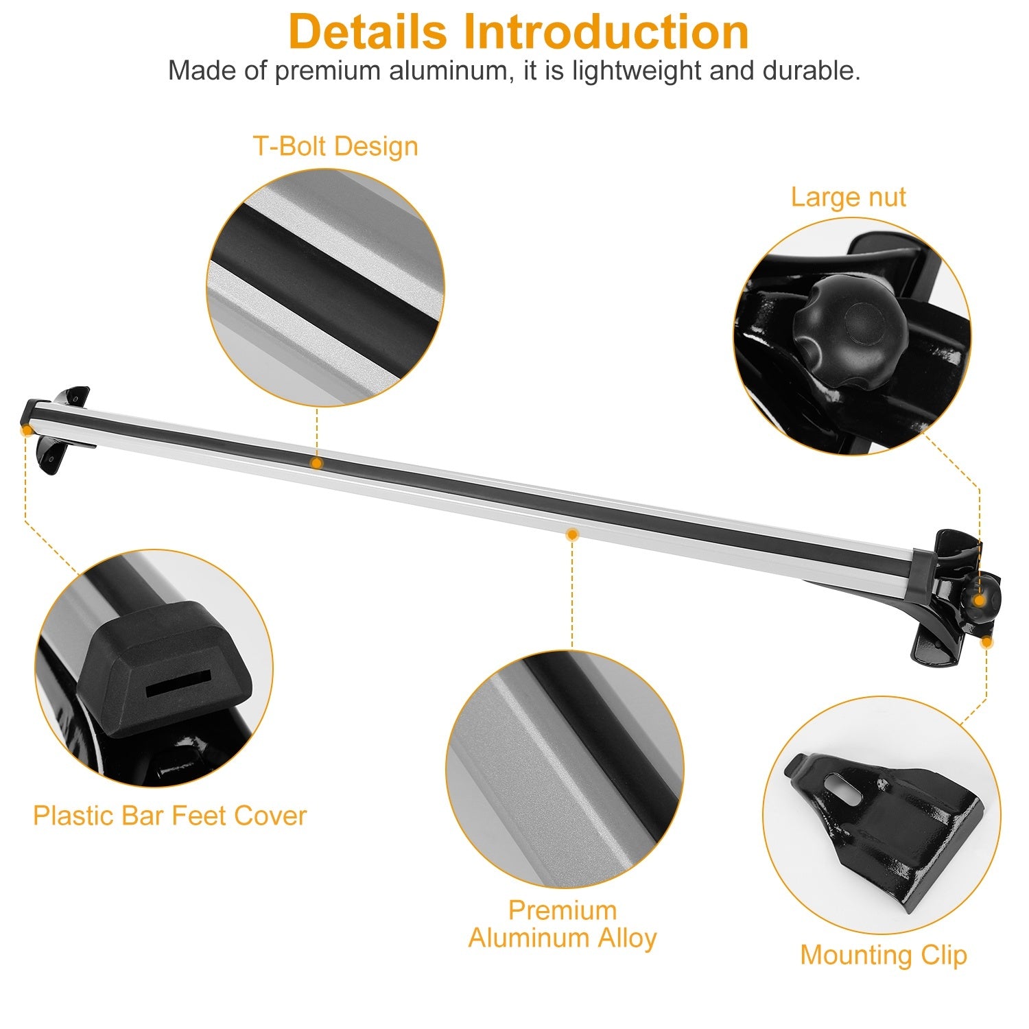 47.24" Universal Car Roof Rack Cross Bar – 165lbs Aluminum Cargo Carrier