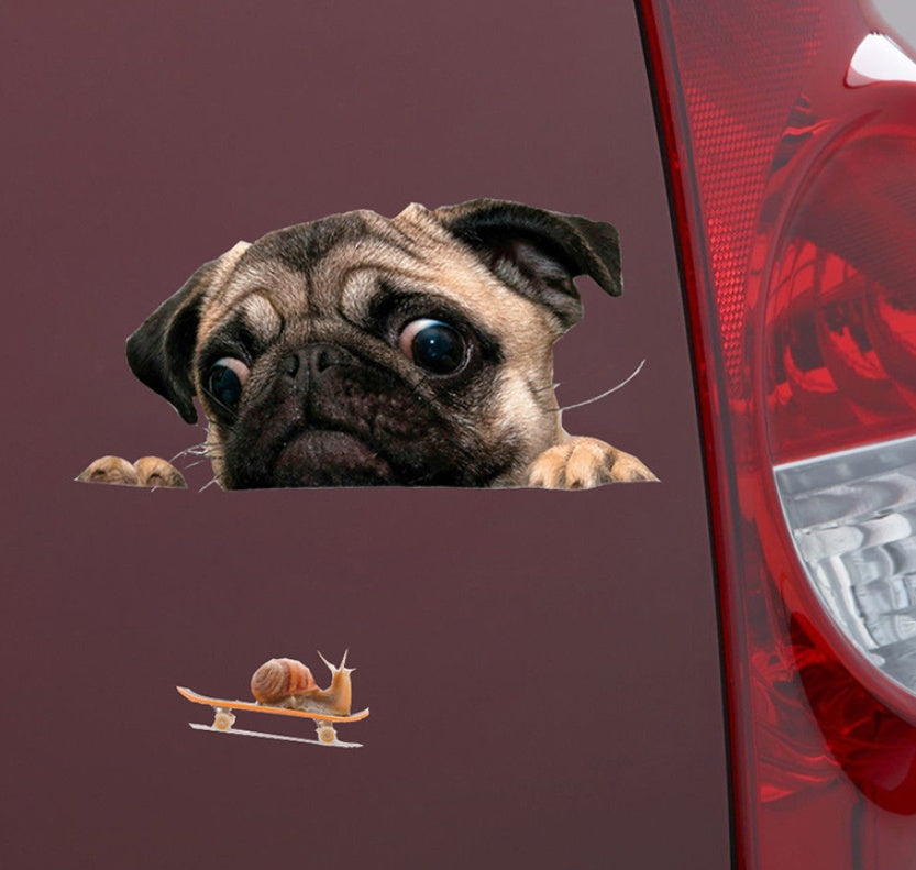 3D Pug Snail Car Sticker