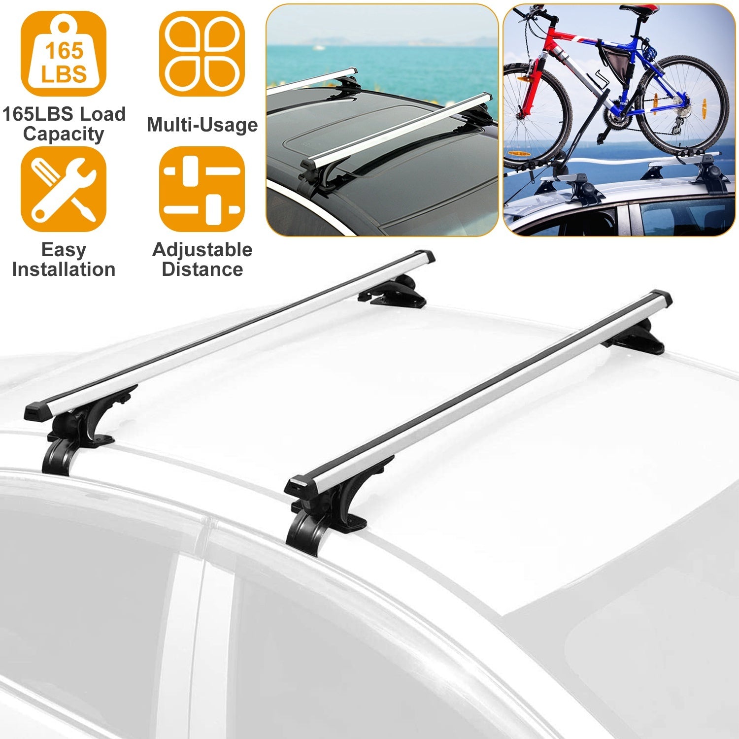 47.24" Universal Car Roof Rack Cross Bar – 165lbs Aluminum Cargo Carrier