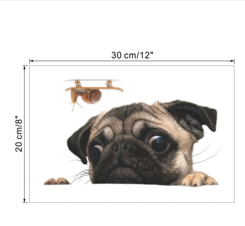 3D Pug Snail Car Sticker