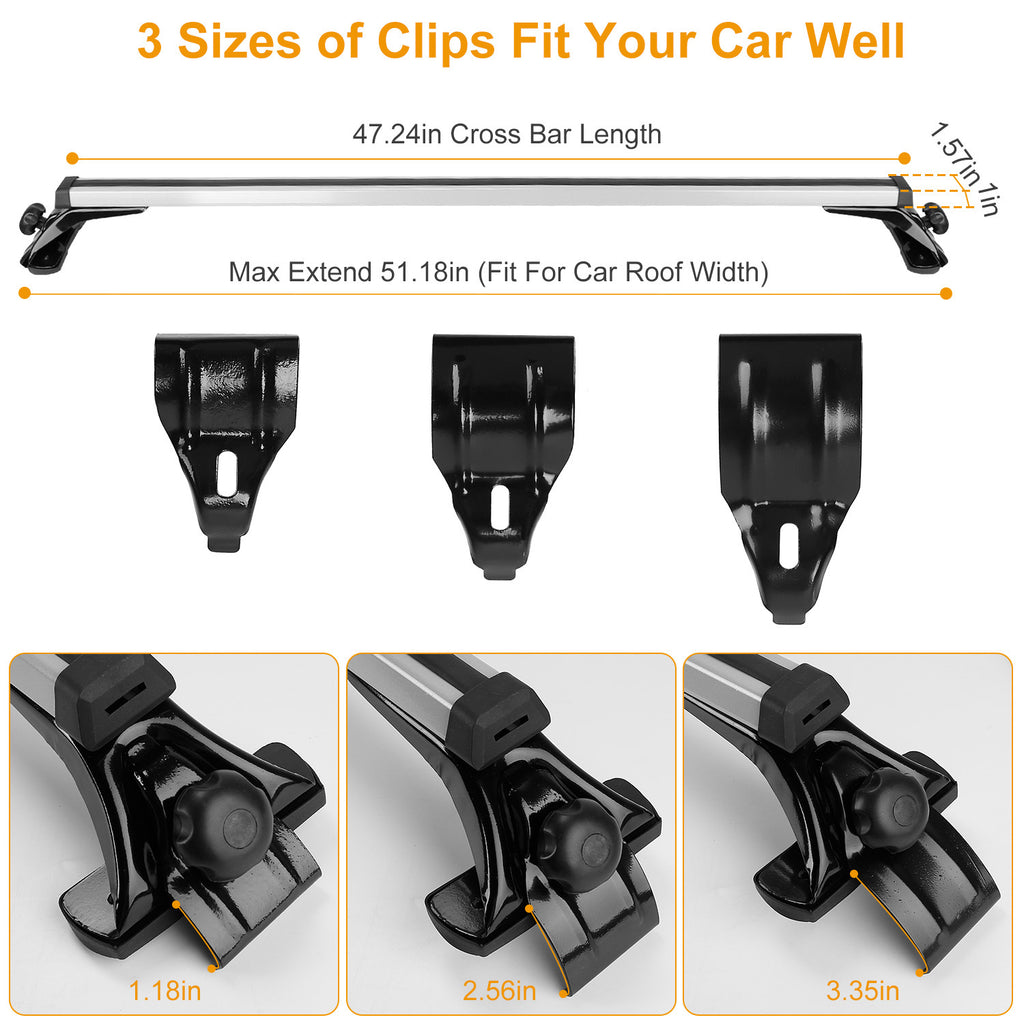 47.24" Universal Car Roof Rack Cross Bar – 165lbs Aluminum Cargo Carrier