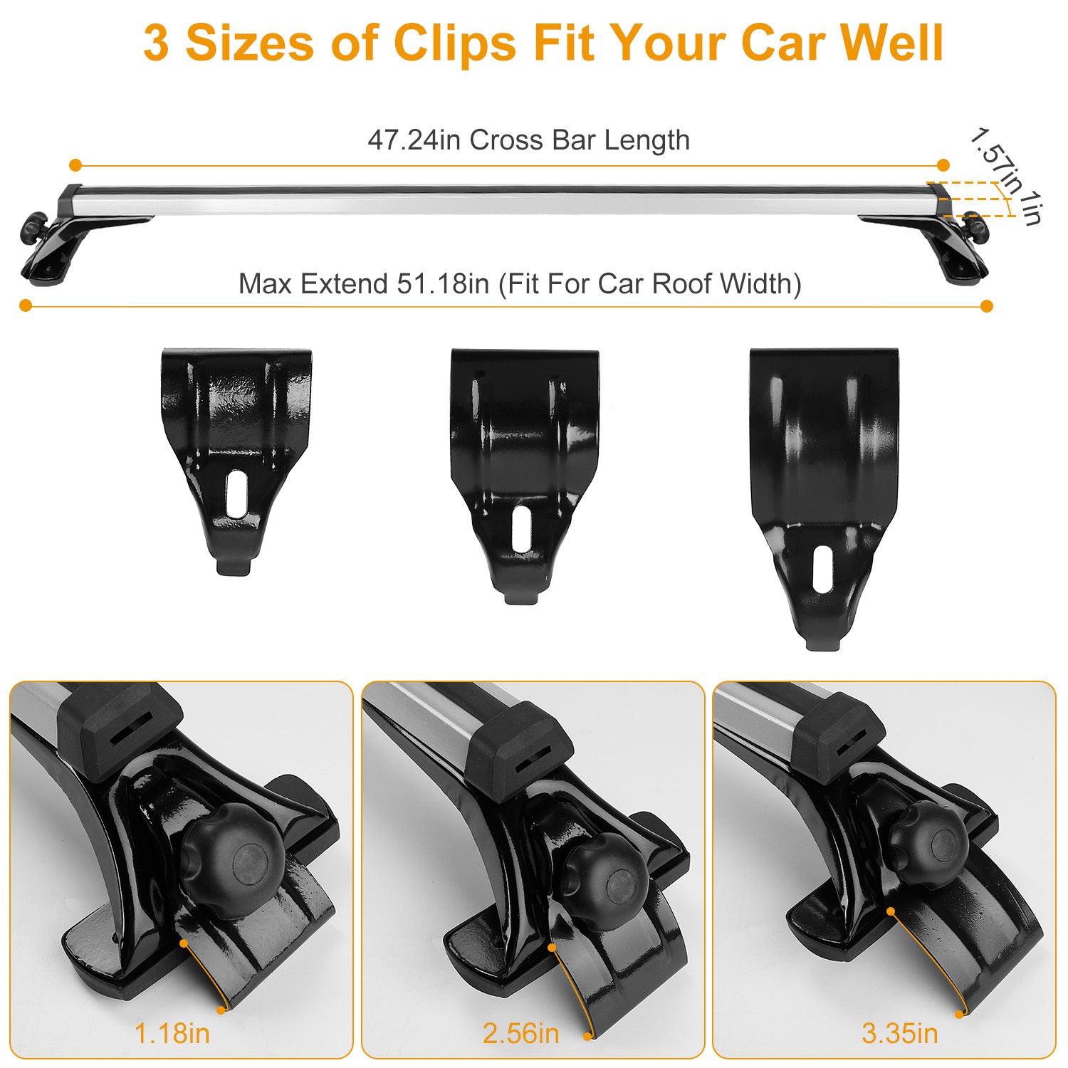 47.24" Universal Car Roof Rack Cross Bar – 165lbs Aluminum Cargo Carrier