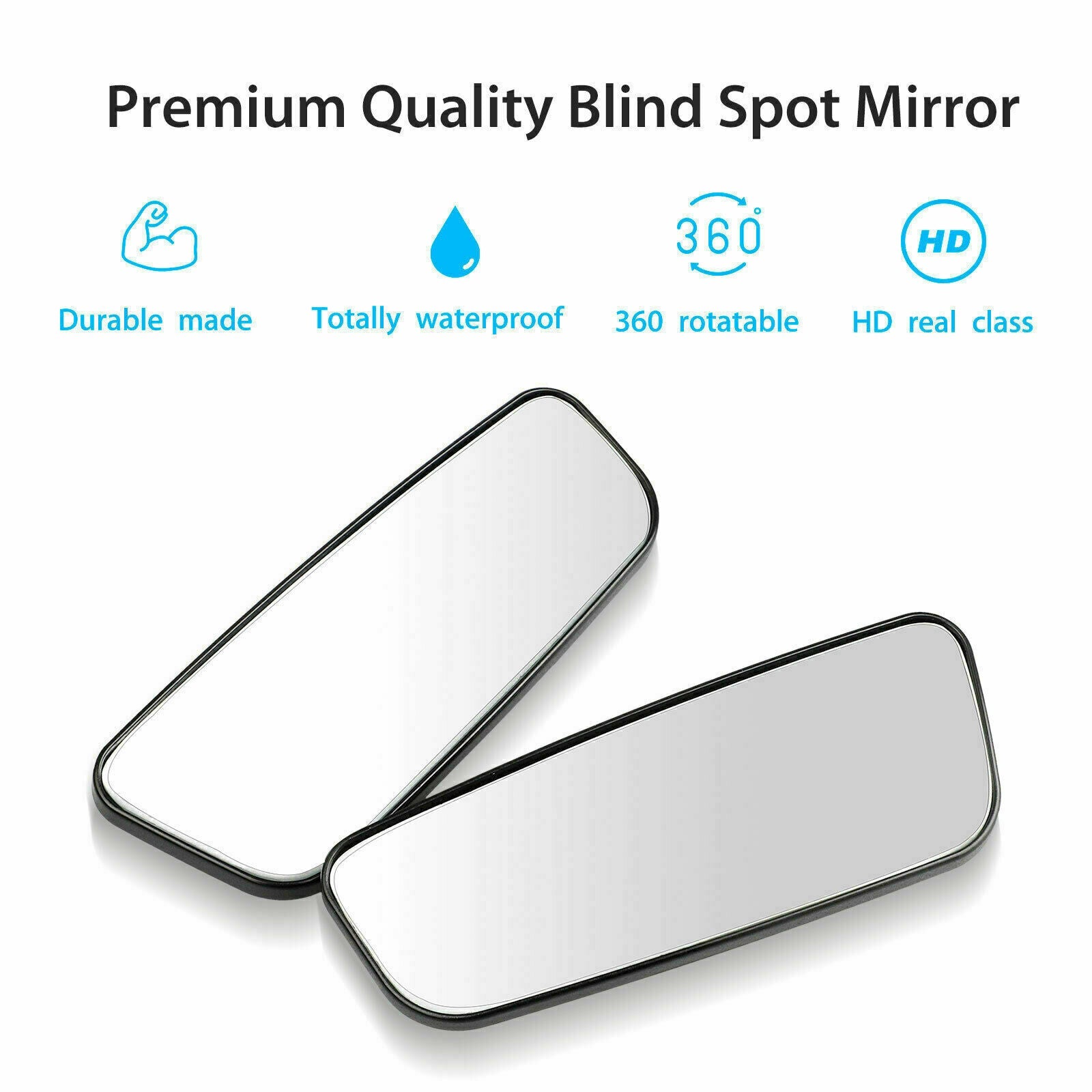 Set of 2 Stick-On 360° Blind Spot Mirrors – Wide Angle Rear View
