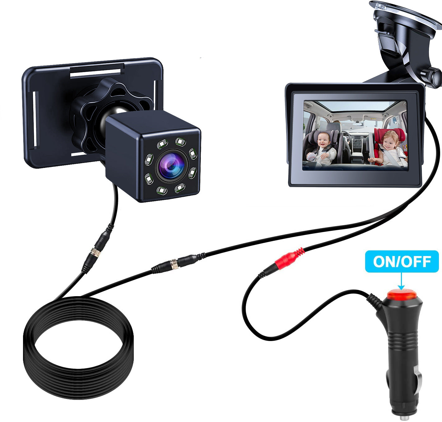 Peek-a-Boo Baby Mirror with Night Vision for Safe Driving