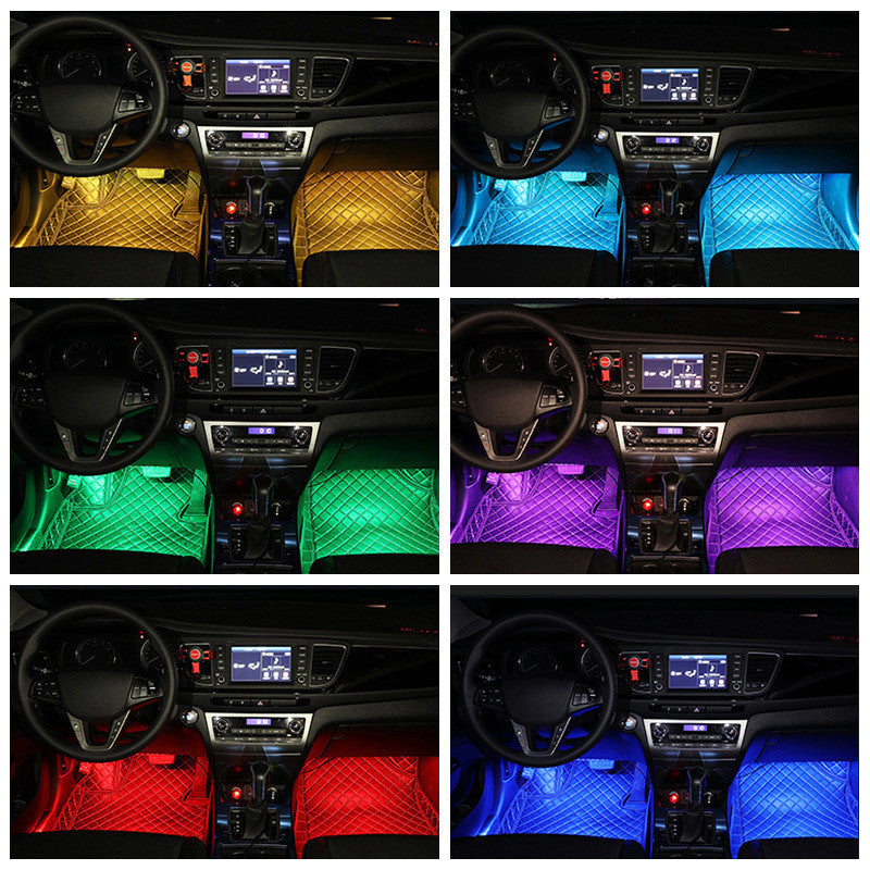 RGB LED Car Interior Ambient Light – Wireless Remote Music Control Strip Lamp