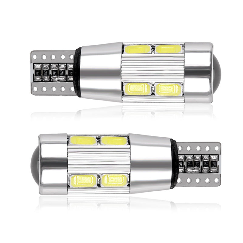 Set of 2 Cool Blue T10 W5W 194 10-LED Wedge Bulbs for Cars