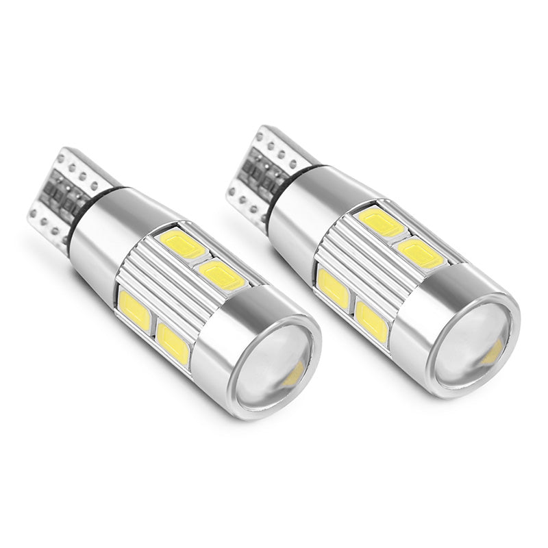 Set of 2 Cool Blue T10 W5W 194 10-LED Wedge Bulbs for Cars