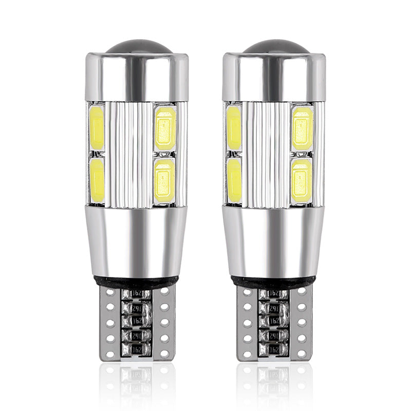 Set of 2 Cool Blue T10 W5W 194 10-LED Wedge Bulbs for Cars