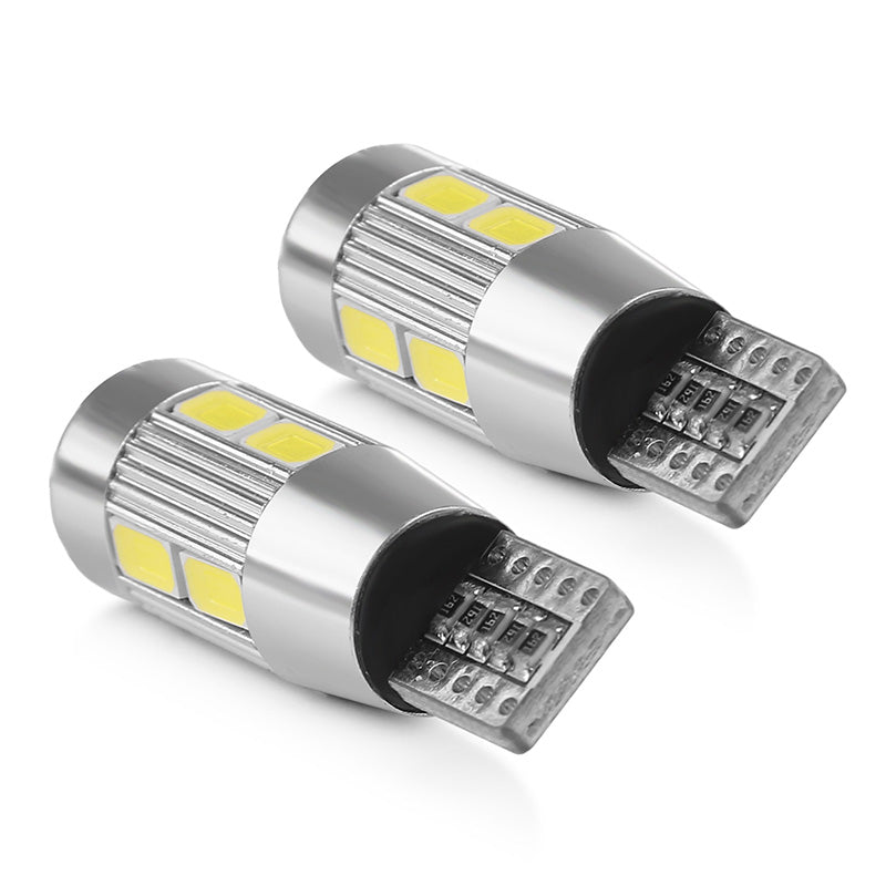 Set of 2 Cool Blue T10 W5W 194 10-LED Wedge Bulbs for Cars