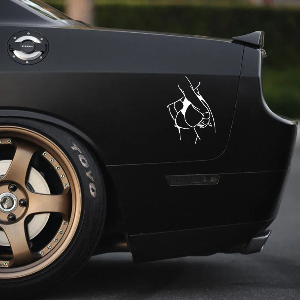 17x10cm Sexy Girl Silhouette Vinyl Decal – Curvy Design