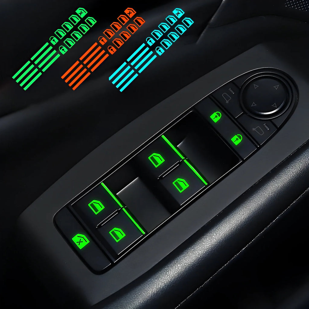 Glow-in-the-Dark Window Lifter Decal – Car Door Button Sticker