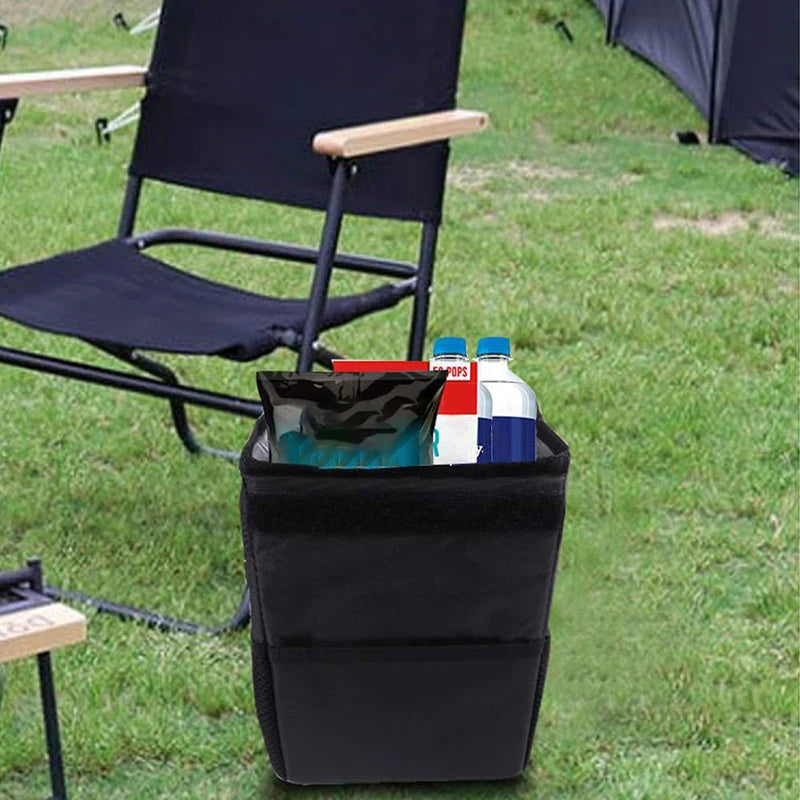 Hanging Car Trash Bag with Lid & Storage Pockets