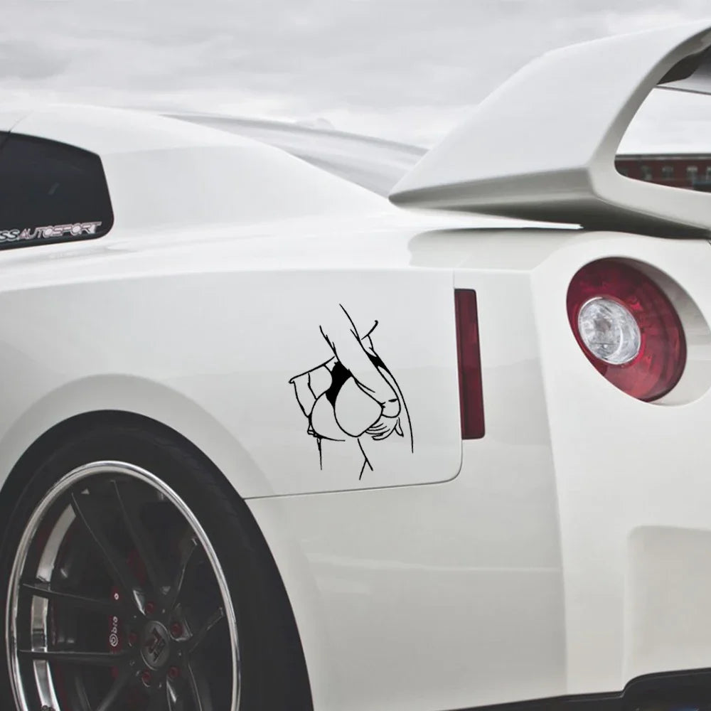 17x10cm Sexy Girl Silhouette Vinyl Decal – Curvy Design