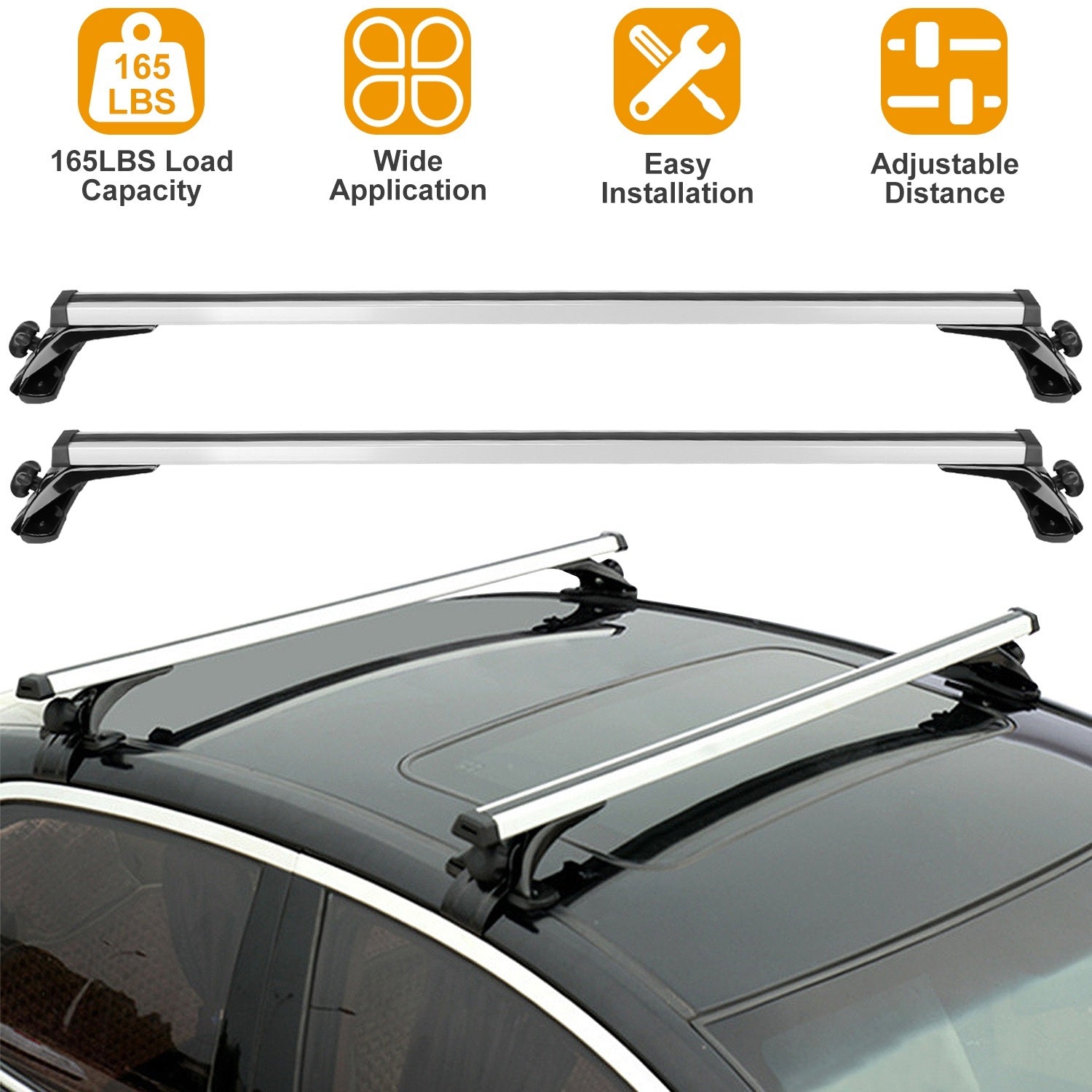 47.24" Universal Car Roof Rack Cross Bar – 165lbs Aluminum Cargo Carrier