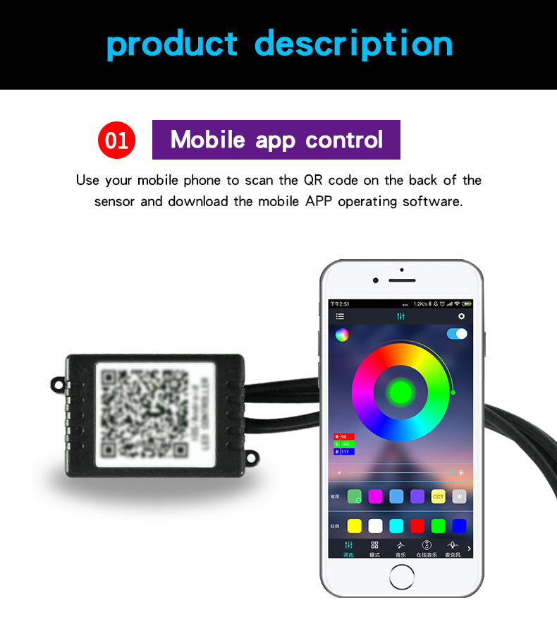 InteriorGlow RGB Light – Car Mood & Accent Lamp