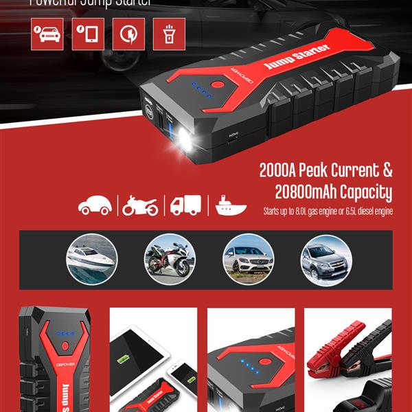 High Voltage Honey™ - 2000A 20800mAh Portable Car Jump Starter