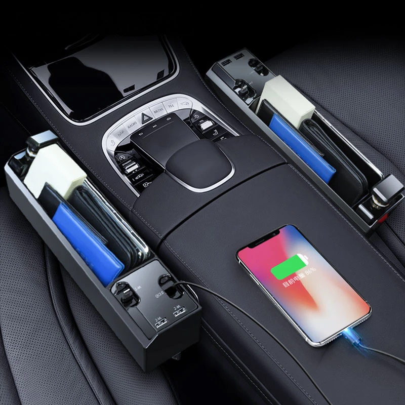Luxury Car Gap Storage Box with Power Cable
